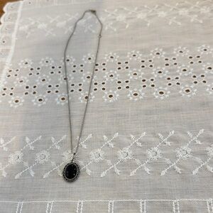 Black (onyx?) pendant in sterling silver